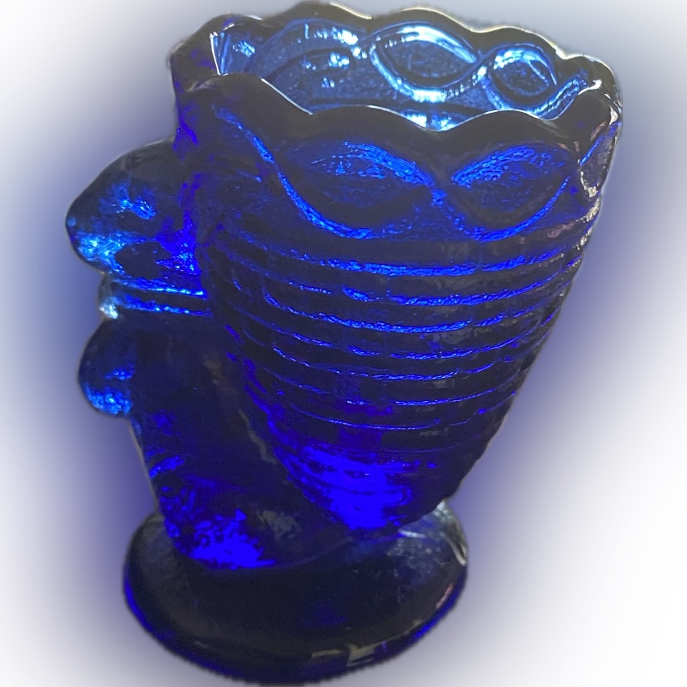 Blue Glass Art Vase with bunny rabbit set of 2